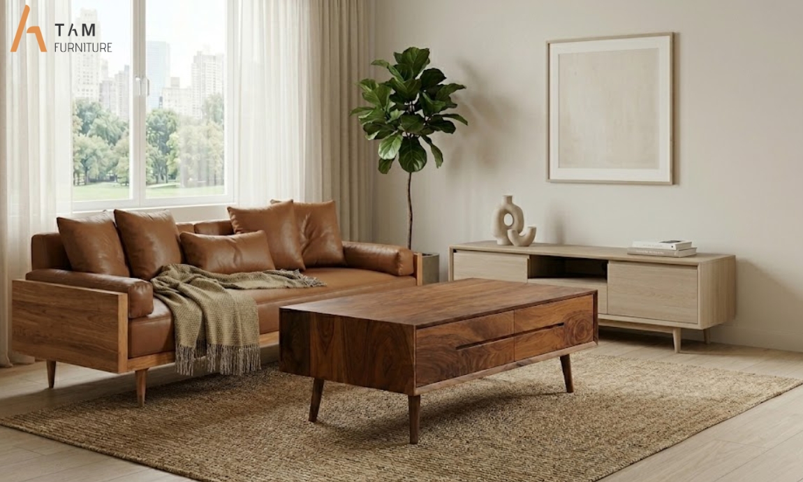 bàn sofa gỗ giá tỵ sala cho không gian sang trọng