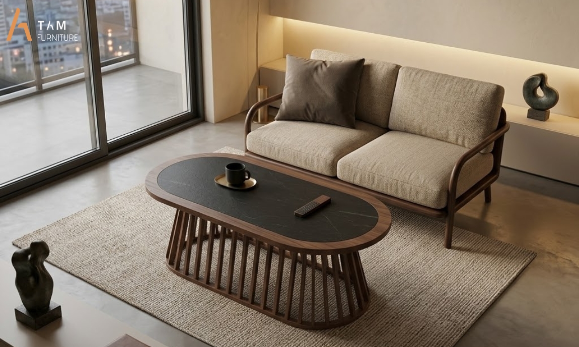bàn sofa gỗ luki cho không gian sang trọng