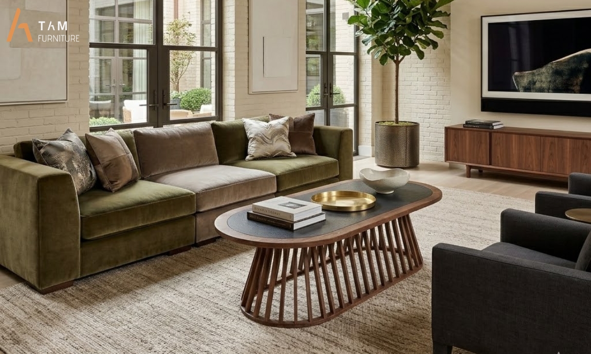 bàn sofa gỗ luki tinh tế