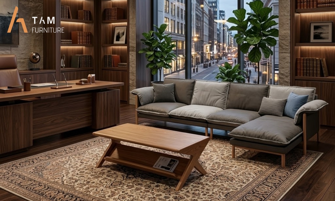 bàn sofa gỗ tần bì zigzag đẹp nâng tầm không gian