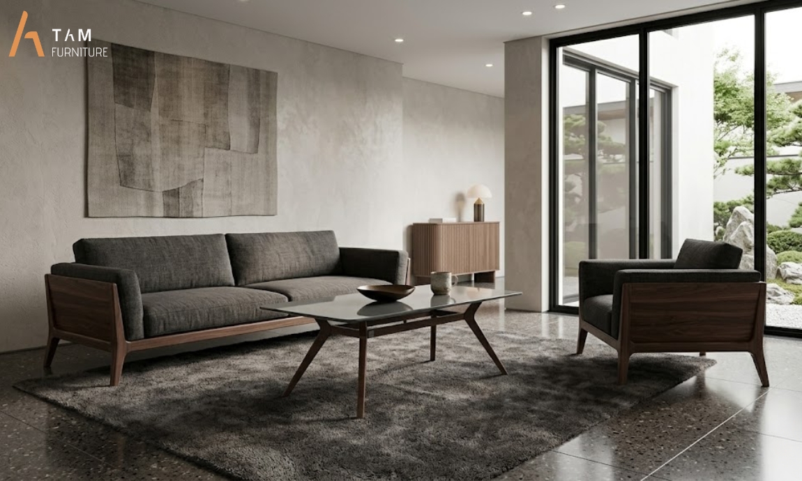 bàn sofa gỗ luki tinh tế hiện đại