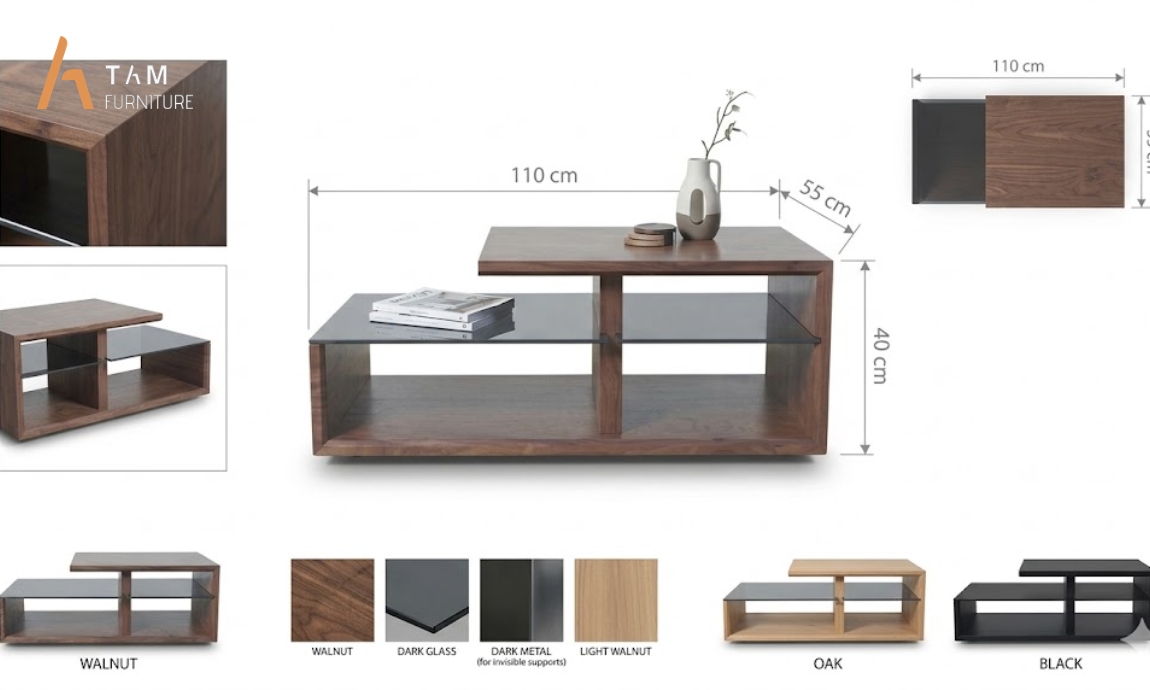 Bảng thông số kỹ thuật sản phẩm bàn sofa gỗ Poki