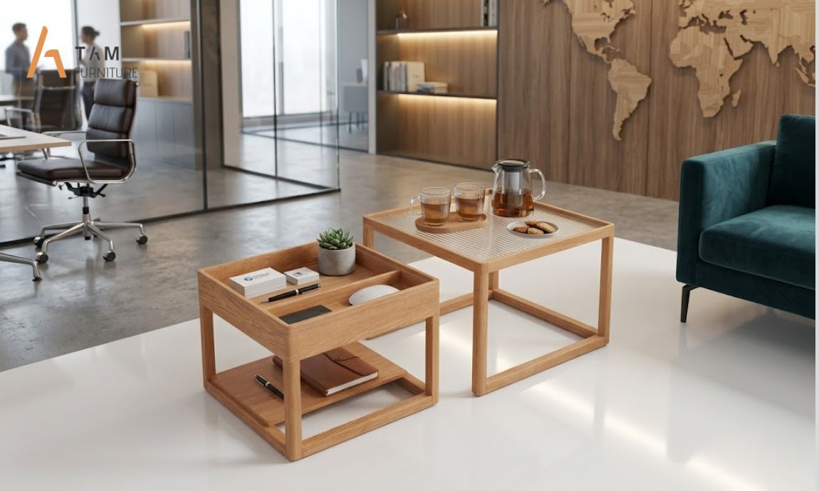bộ bàn trà ova trong không gian phòng làm việc