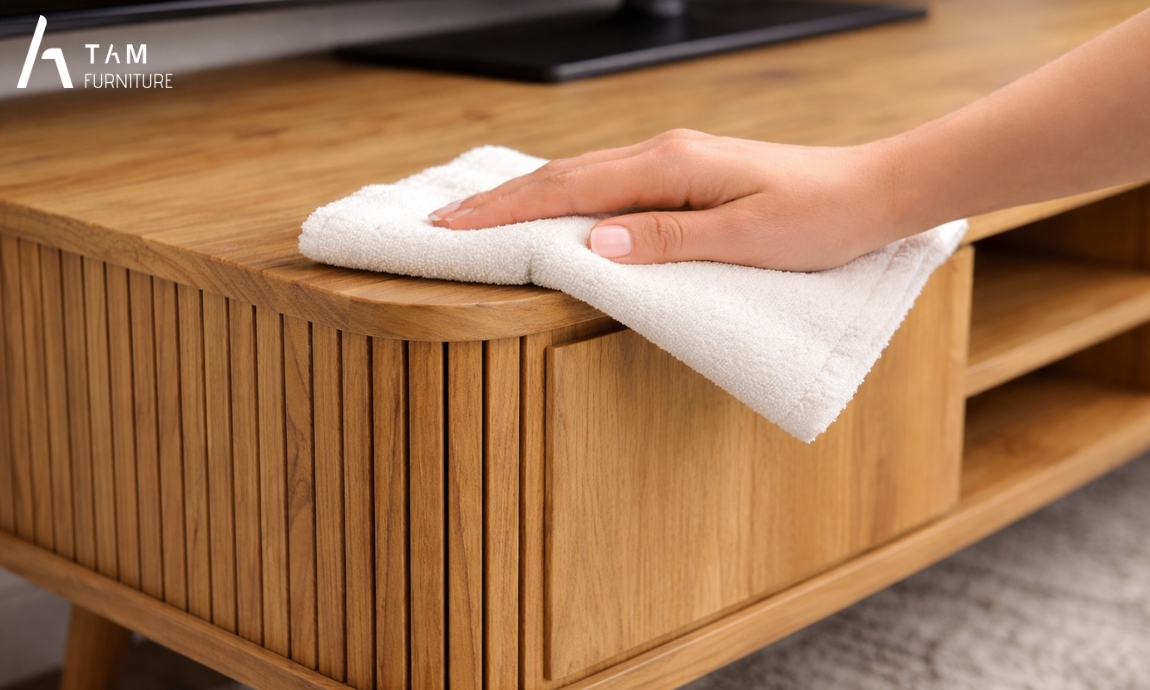 Bí quyết gìn giữ nét mộc mạc cho tủ tivi gỗ Babu