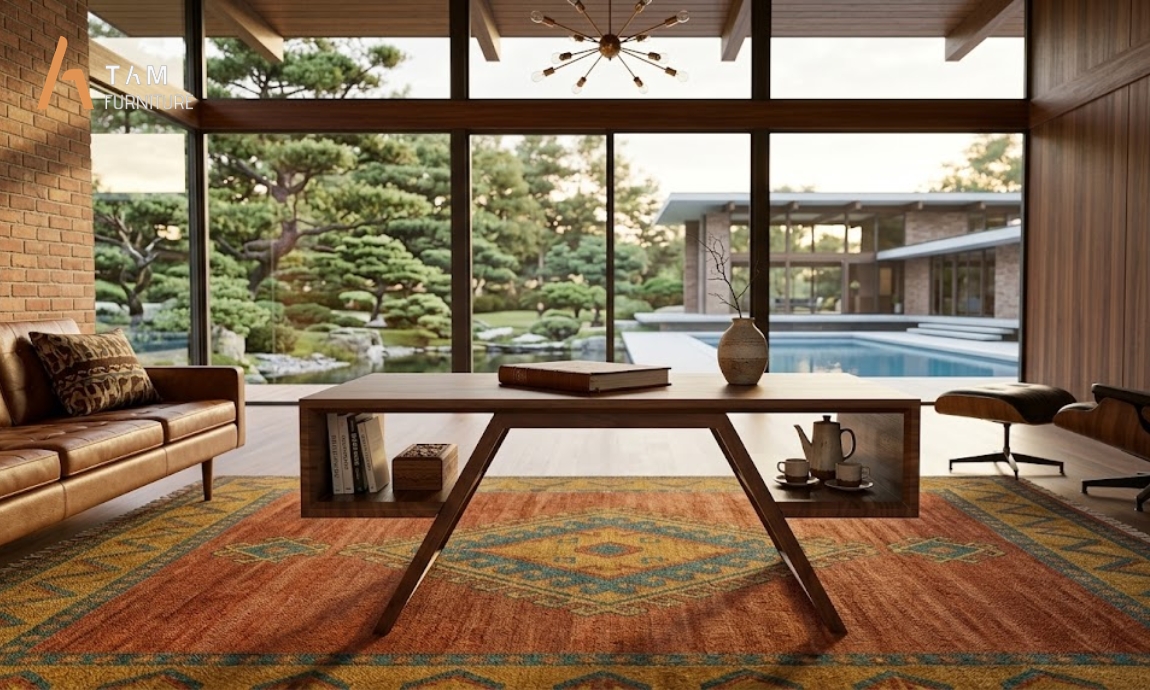 Cảm hứng New Mid Century trên bàn sofa gỗ Kami