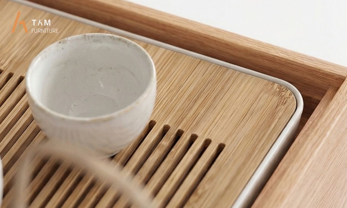 Chất liệu gỗ bộ bàn trà gỗ tần bì ova