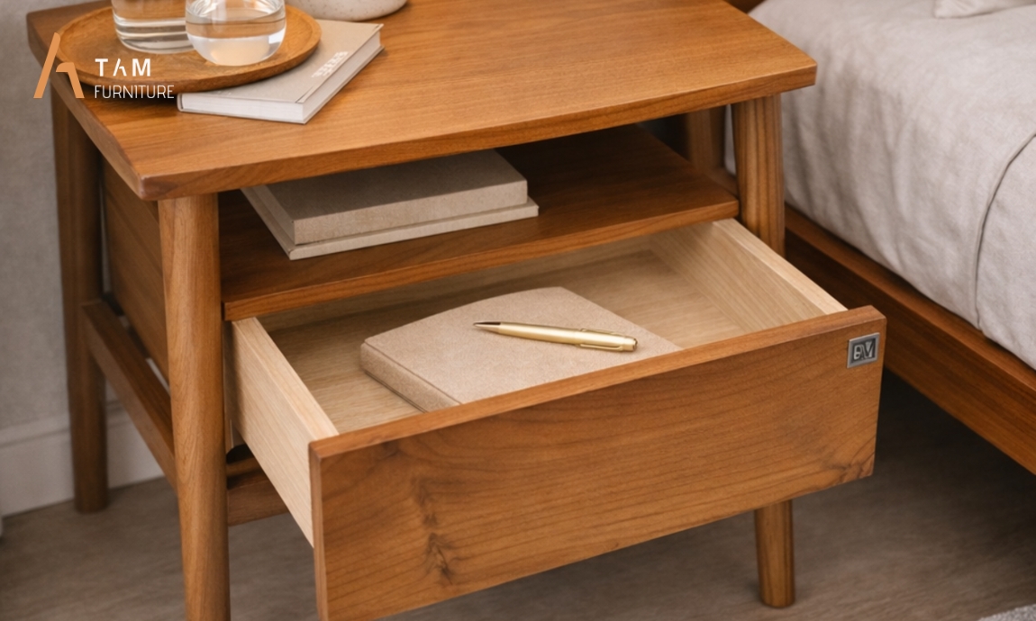 Chế tác tủ đầu giường Kama thủ công từ gỗ tự nhiên