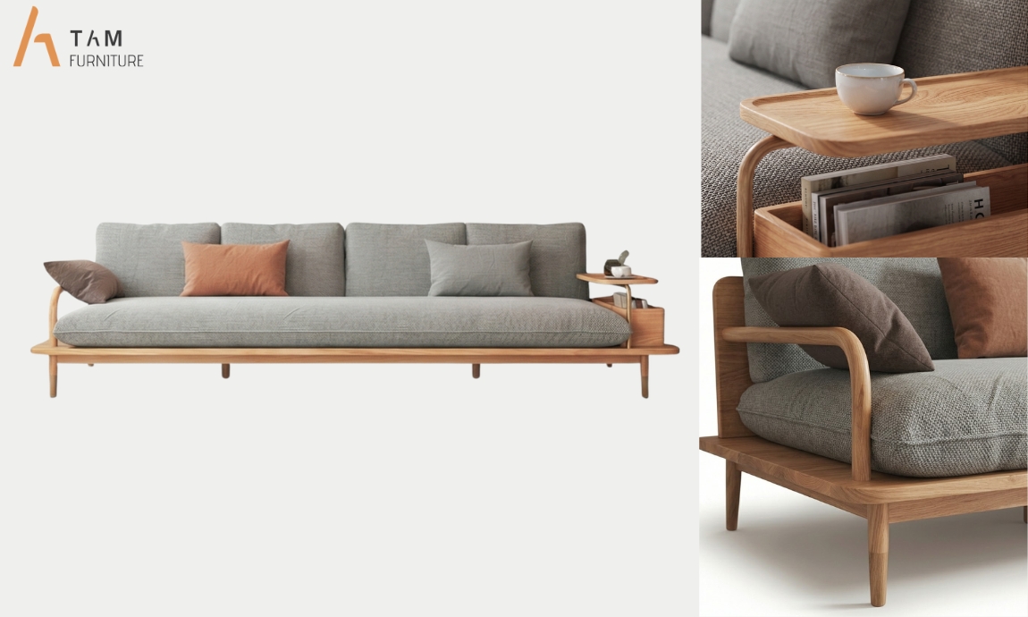 chi tiết ghế sofa gỗ tần bì future