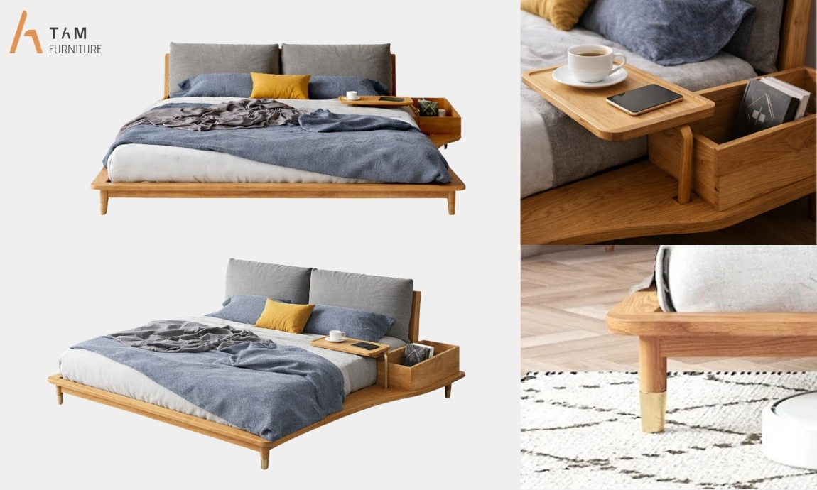 chi tiết giường gỗ tần bì future bed