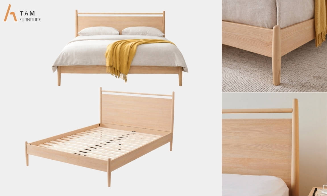 chi tiết giường gỗ tần bì garin bed