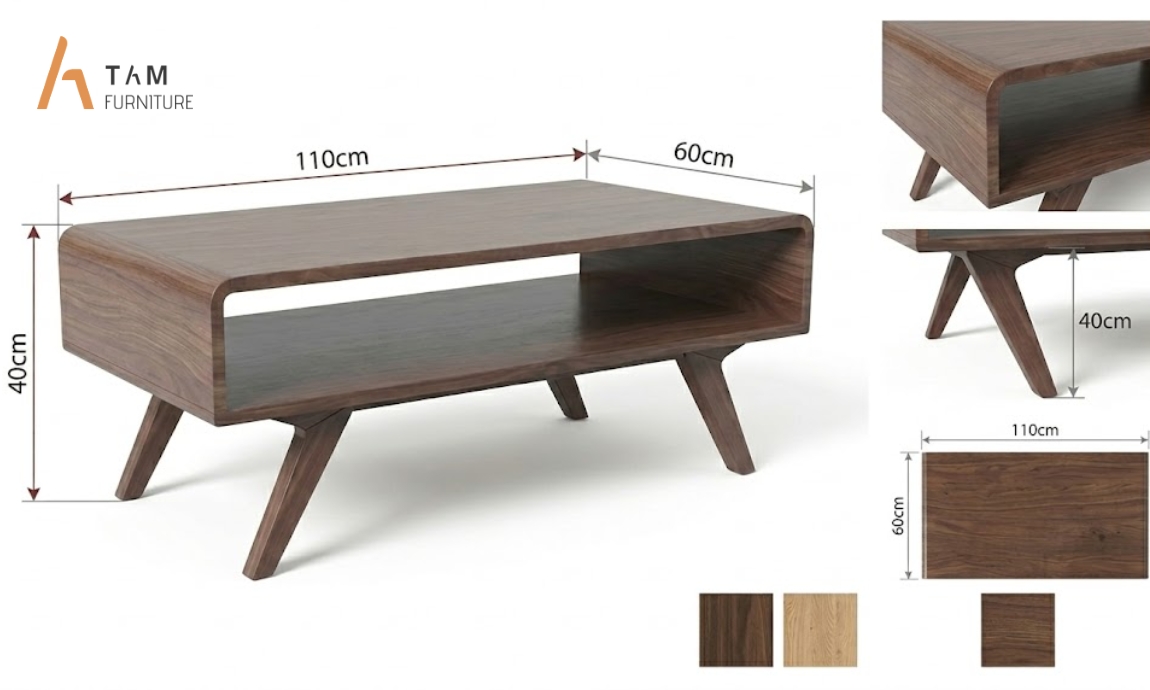 Chi tiết thông số kỹ thuật bàn sofa gỗ Hagu