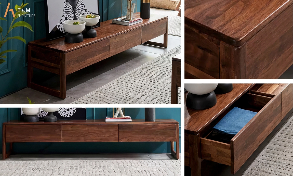 chi tiết tủ tivi gỗ genji