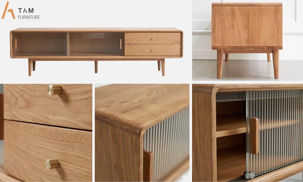 thiết kế tủ tivi gỗ kona