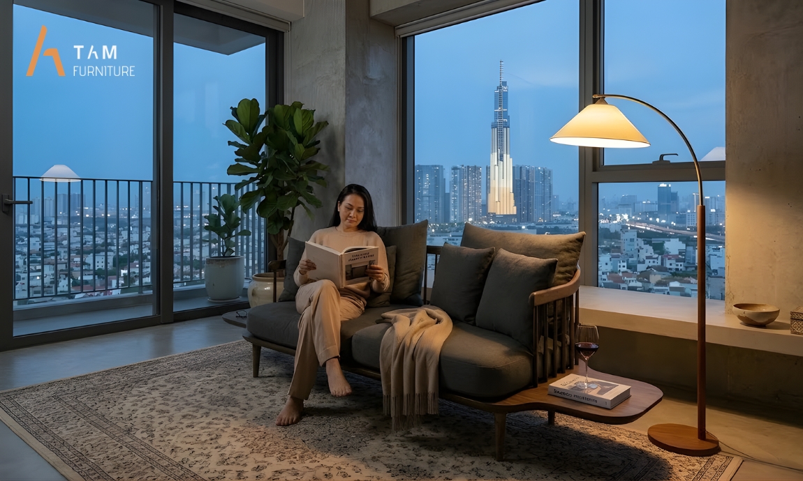 Ghế sofa gỗ tần bì Tradina mang lại trải nghiệm thư giãn