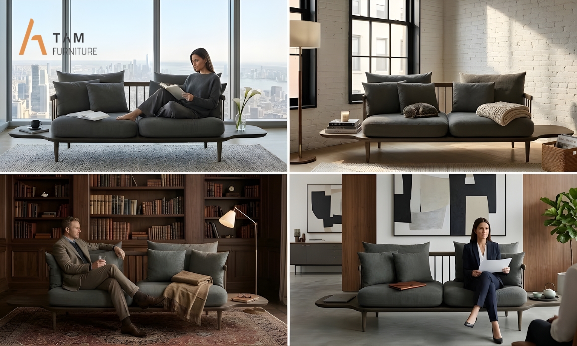 Ghế sofa gỗ tần bì Tradina phù hợp mọi không gian