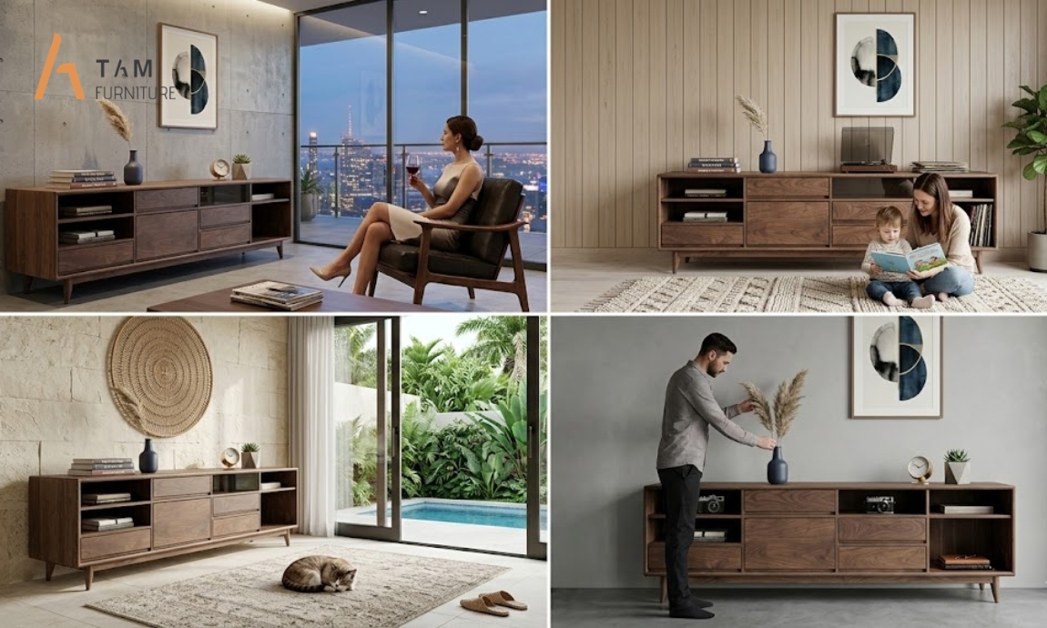 Giải pháp không gian sống hiện đại cùng tủ tivi gỗ Lego