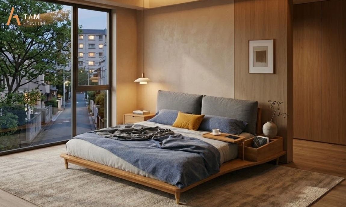 giường gỗ tần bì future bed cho không gian sang trọng