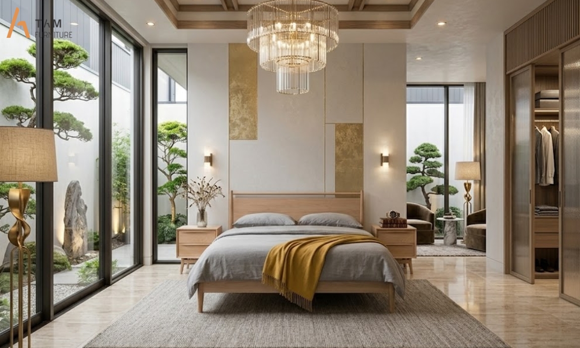 giường gỗ tần bì garin bed đẹp nâng tầm không gian