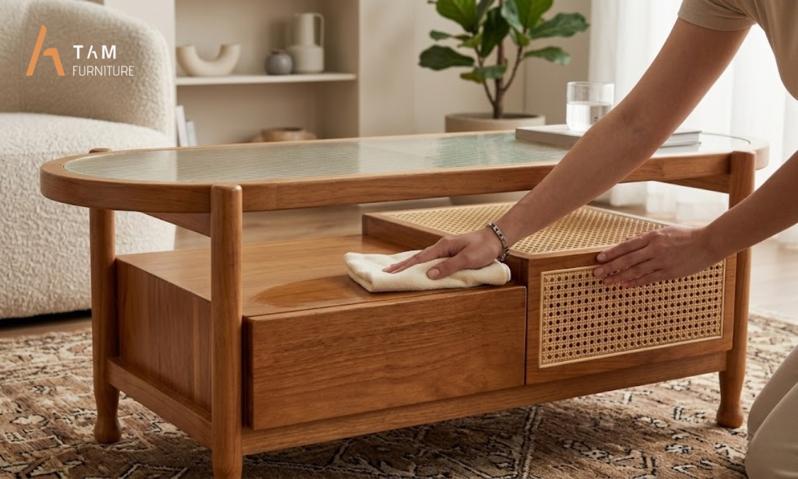 Hướng dẫn bảo quản bàn sofa gỗ tần bì Luva