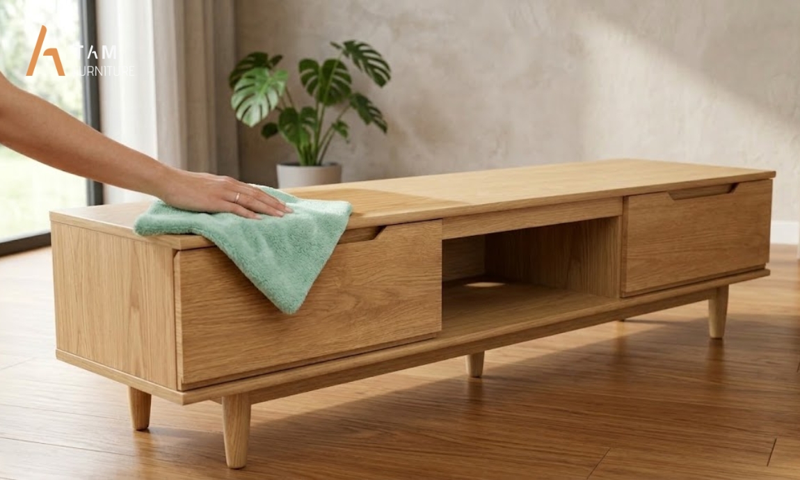 Hướng dẫn bảo quản tủ tivi gỗ Yaky giữ trọn vẻ đẹp nguyên bản