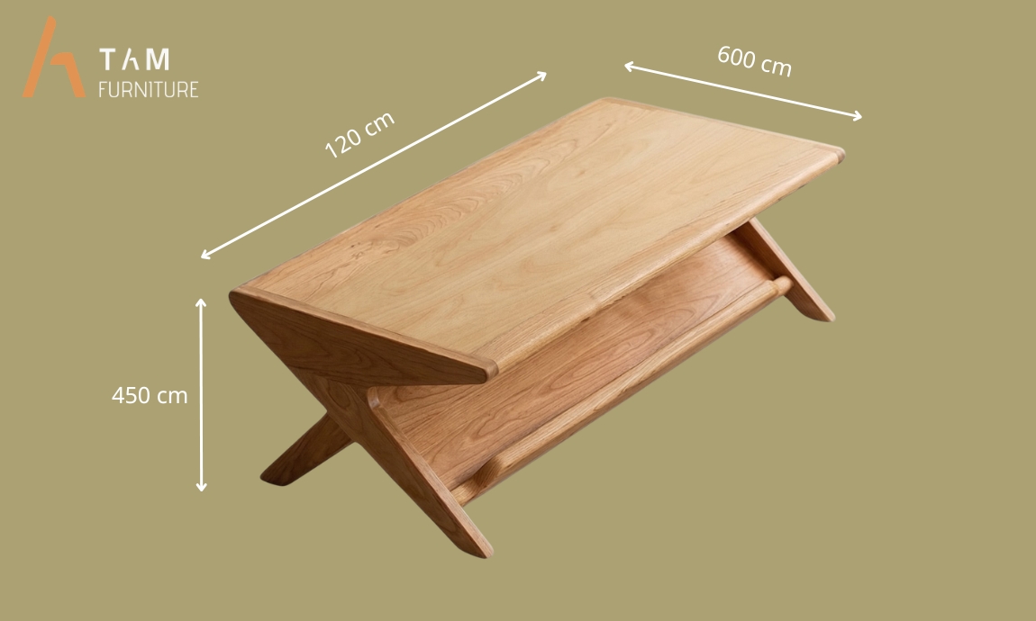 kích thước bàn sofa gỗ tần bì zigzag