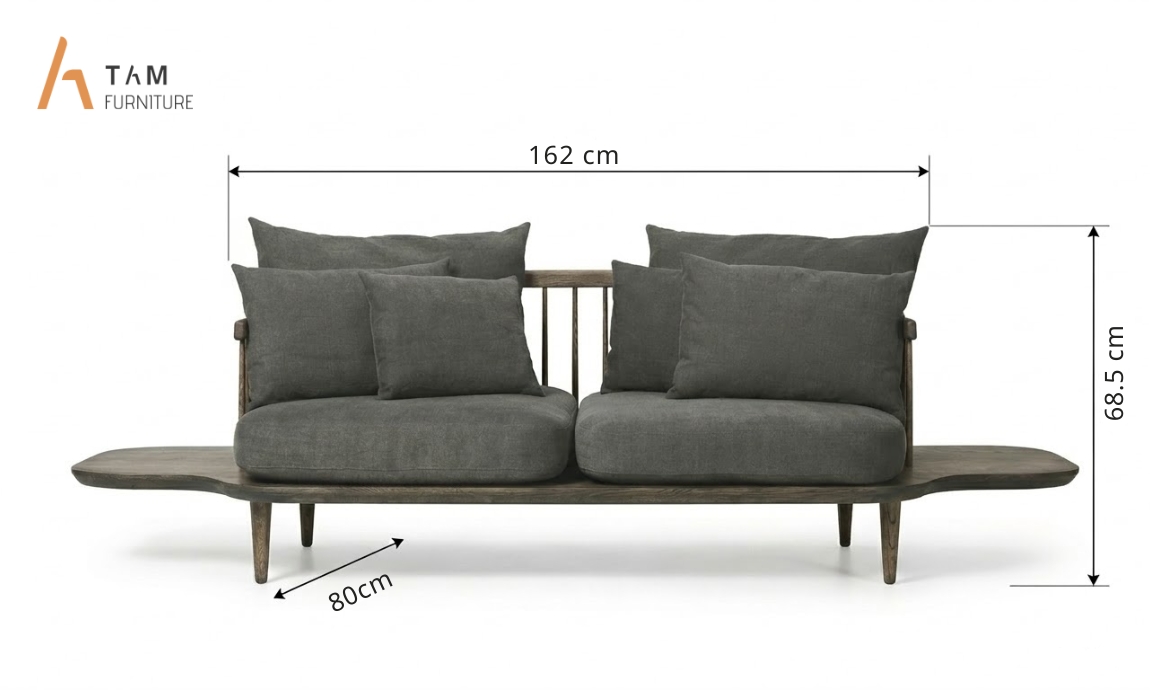 Kích thước của ghế sofa gỗ tần bì Tradina