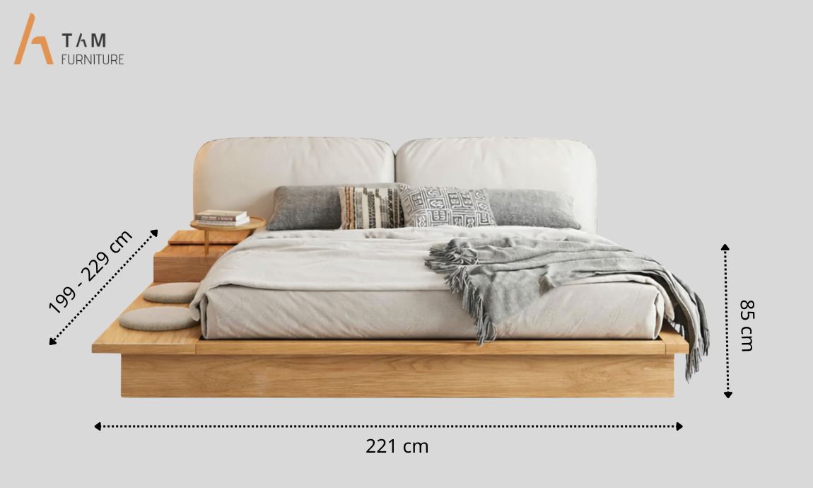 kích thước giường gỗ tần bì charming bed