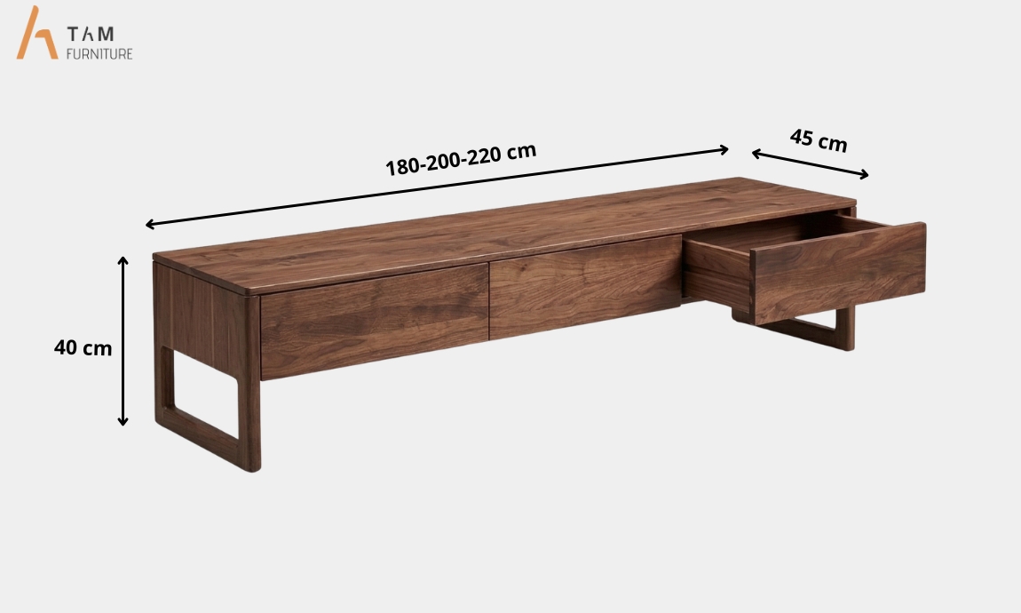 kích thước tủ tivi gỗ genji