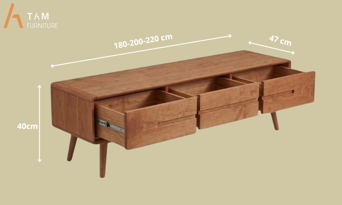kích thước tủ tivi gỗ hikaru