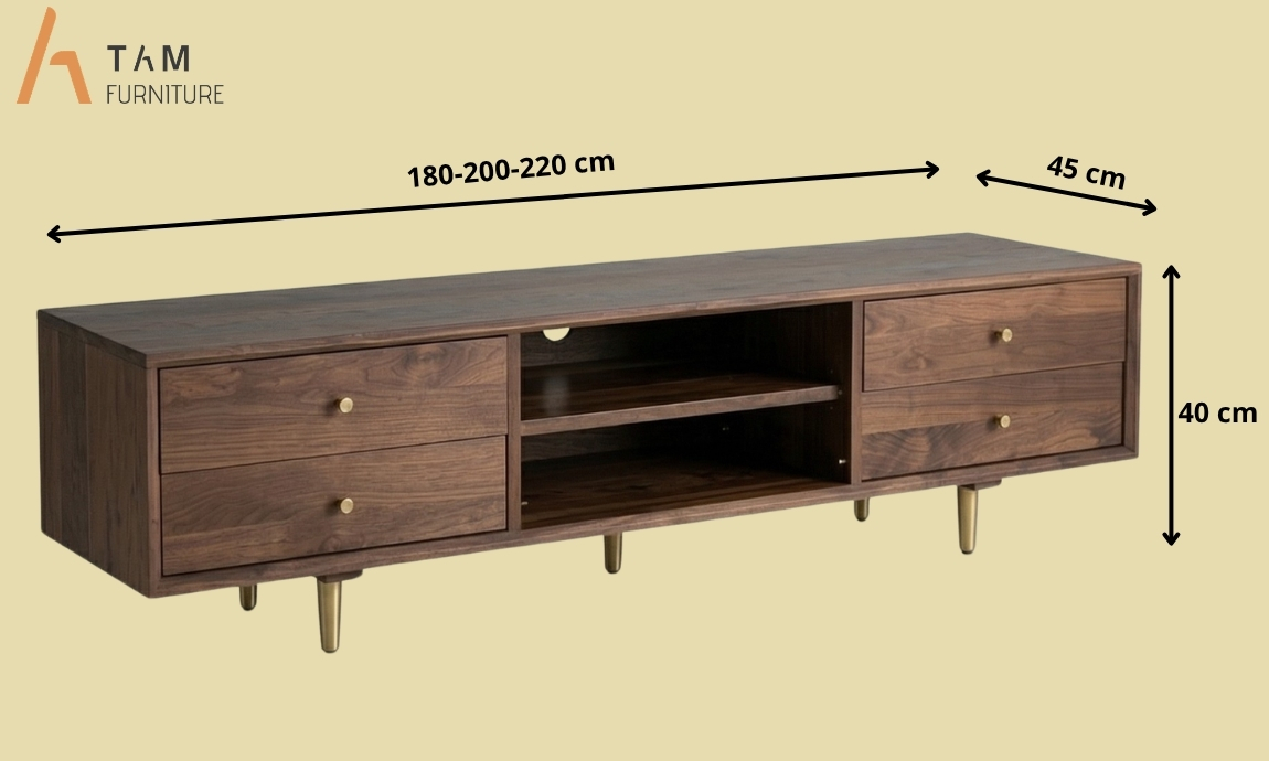 kích thước tủ tivi gỗ kali