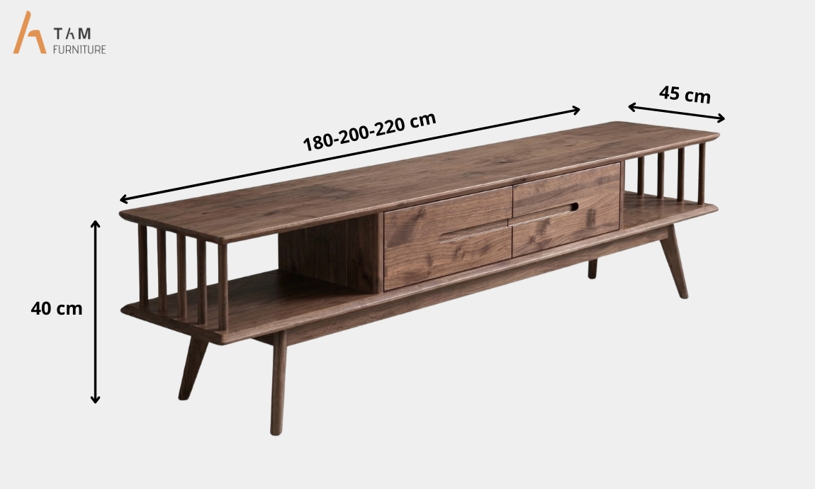 kích thước tủ tivi gỗ kony