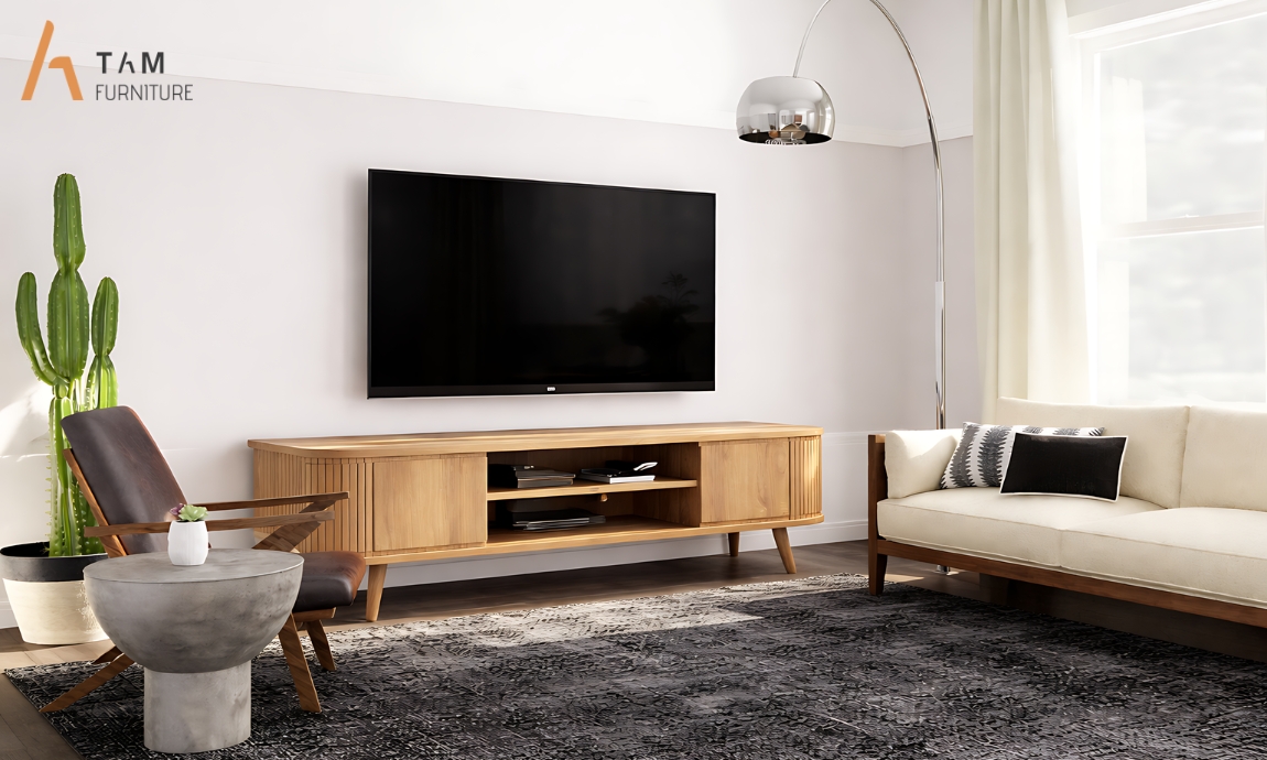 Nghệ thuật chế tác tủ tivi gỗ Babu và câu chuyện từ những thớ gỗ nguyên bản