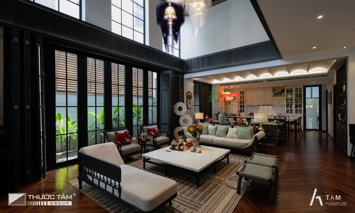 phòng khách phùng anh villa