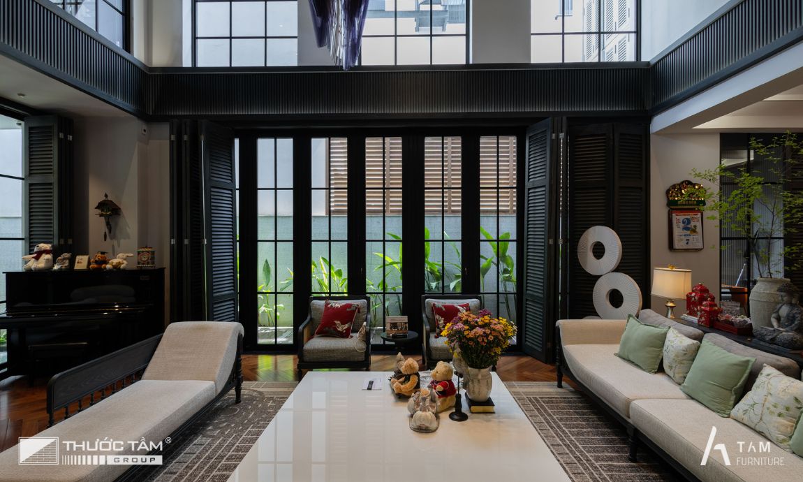 phòng khách phùng anh villa