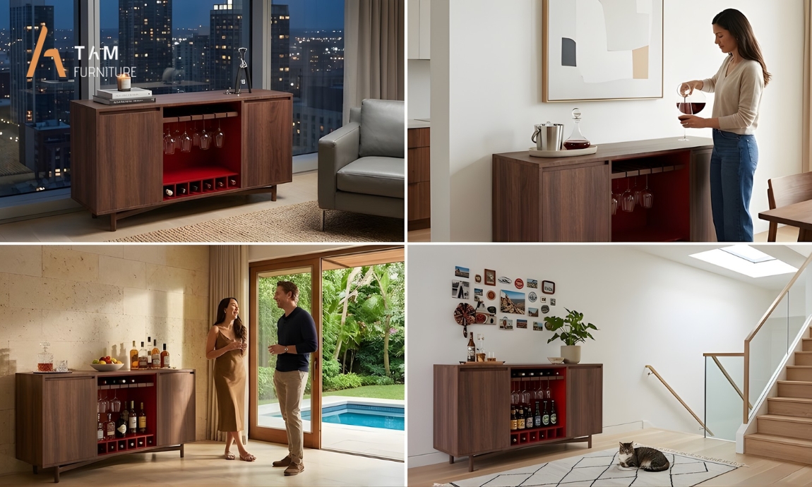 Thiết kế tủ Console Janie cân bằng lưu trữ thẩm mỹ