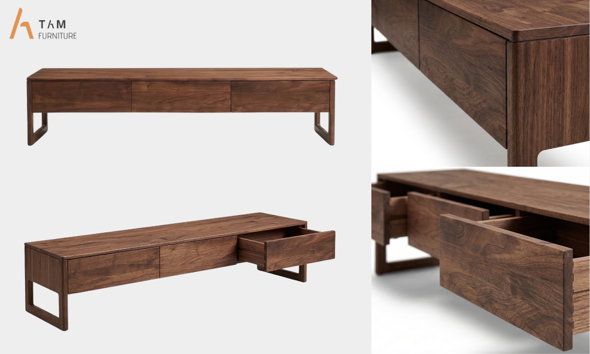 thiết kế tủ tivi gỗ genji