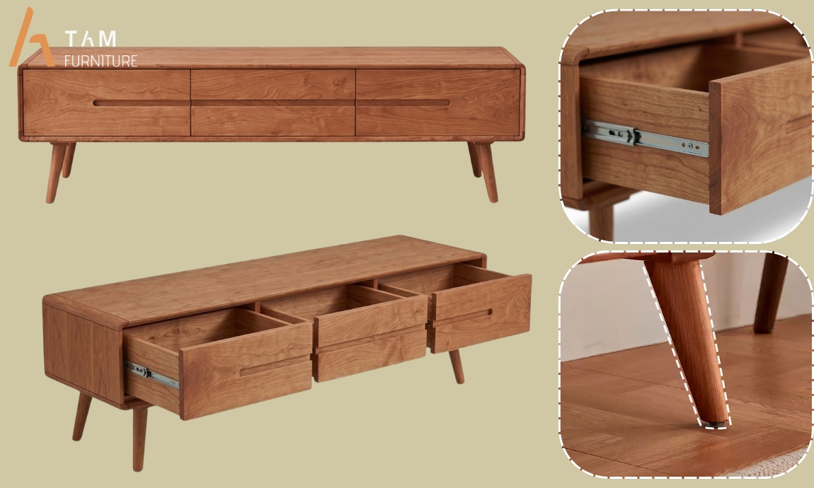 chi tiết tủ tivi gỗ hikaru