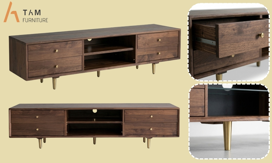 chi tiết tủ tivi gỗ kali