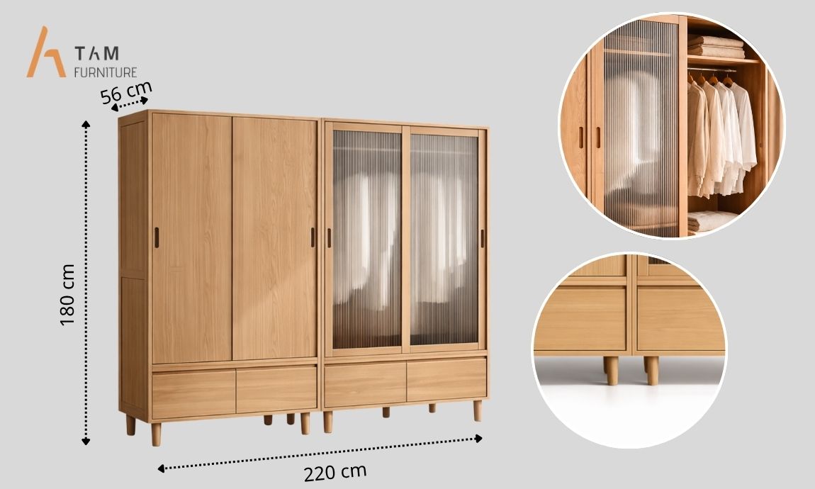 Thông số kỹ thuật chi tiết của tủ gỗ tần bì Glarobe
