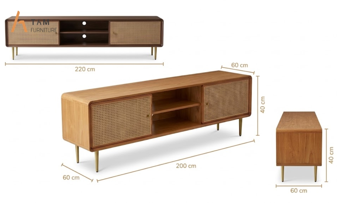 Thông số kỹ thuật chi tiết của tủ tivi gỗ Alana