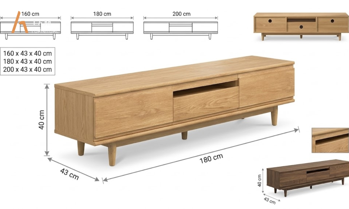 Thông số kỹ thuật chi tiết của tủ tivi gỗ Yaky cao cấp