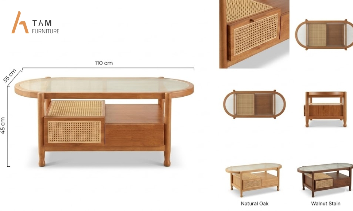 Thông số kỹ thuật chi tiết về bàn sofa gỗ tần bì Luva