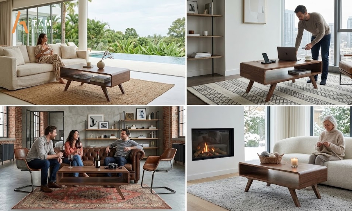 Trải nghiệm không gian an yên cùng bàn sofa gỗ Hagu