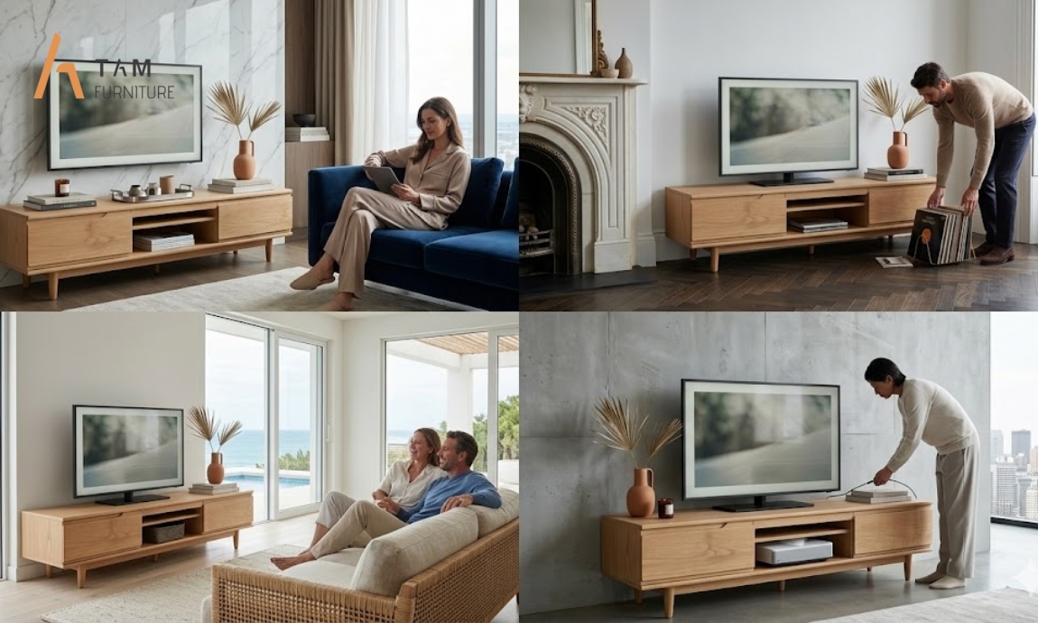 Trải nghiệm không gian sống đẳng cấp cùng tủ tivi gỗ Yaky đa năng
