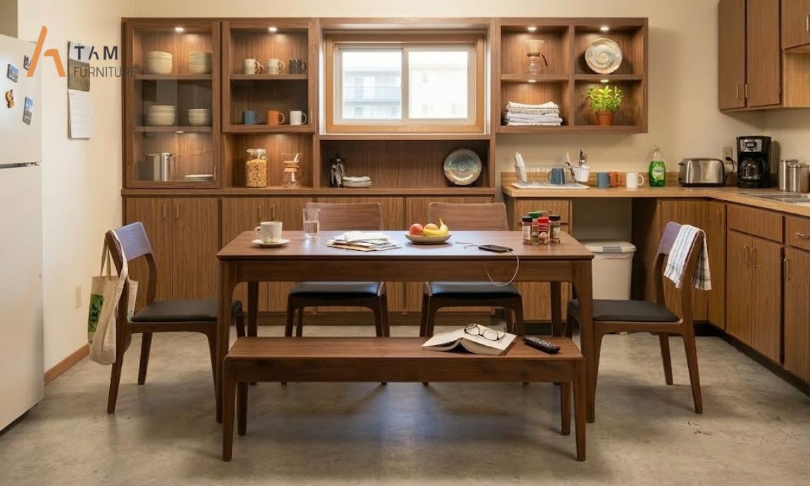 bộ bàn ăn trace trong phòng bếp căn hộ