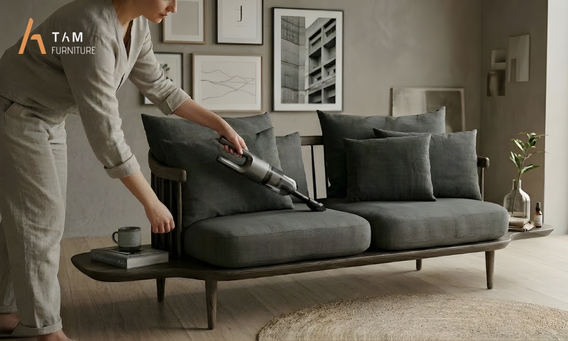 Trải nghiệm vệ sinh ghế sofa gỗ tần bì Tradina
