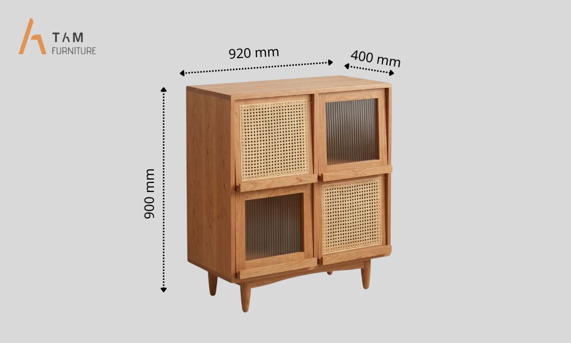 kích thước tủ gỗ tần bì 4 ngăn oxca