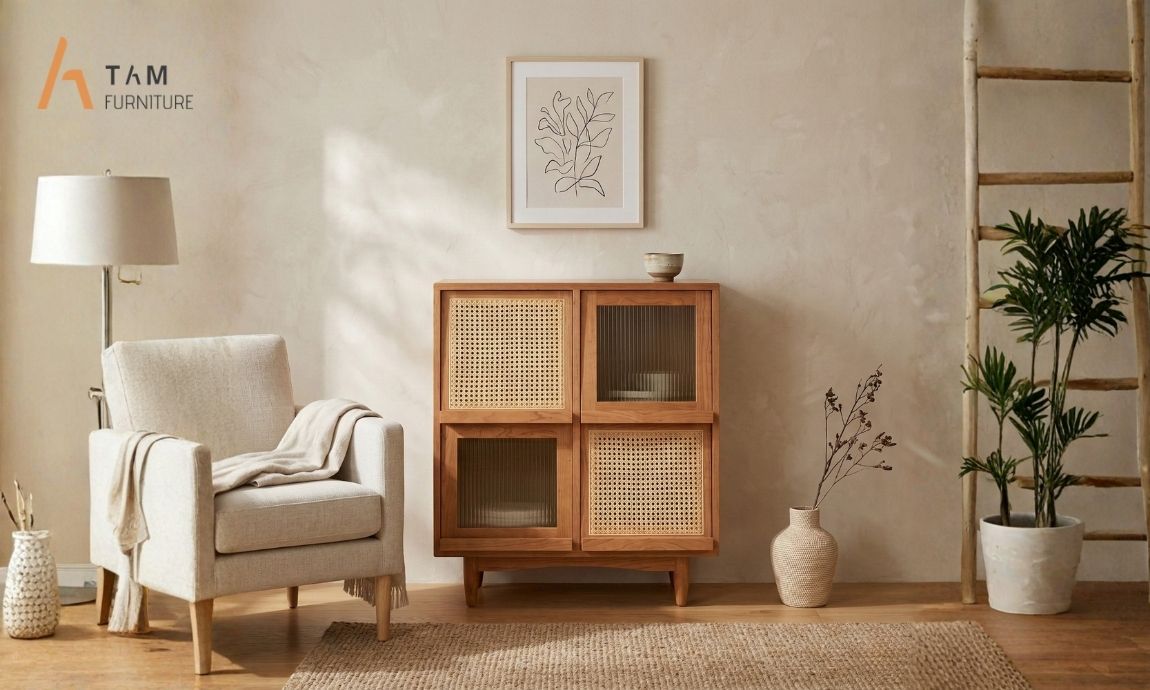 tủ gỗ tần bì 4 ngăn oxca