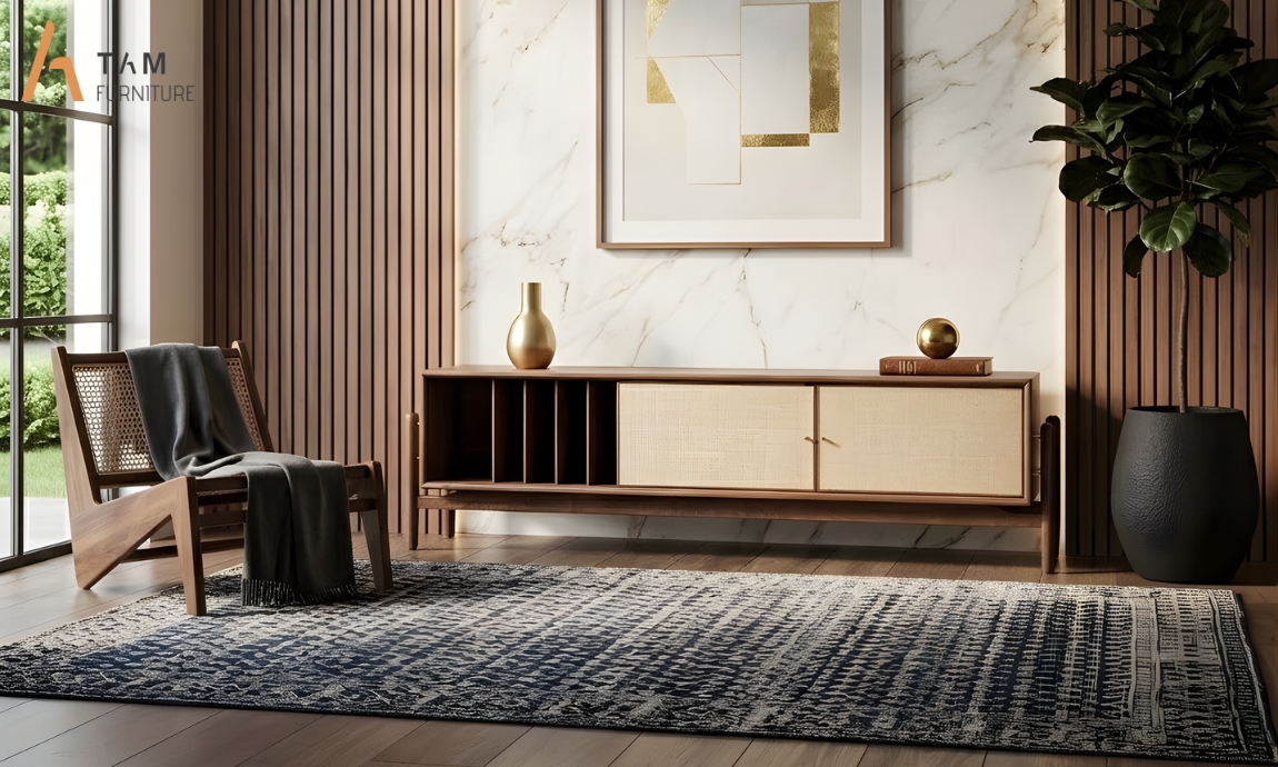 Khơi nguồn cảm hứng sống từ nét thanh mảnh của tủ tivi gỗ Behim