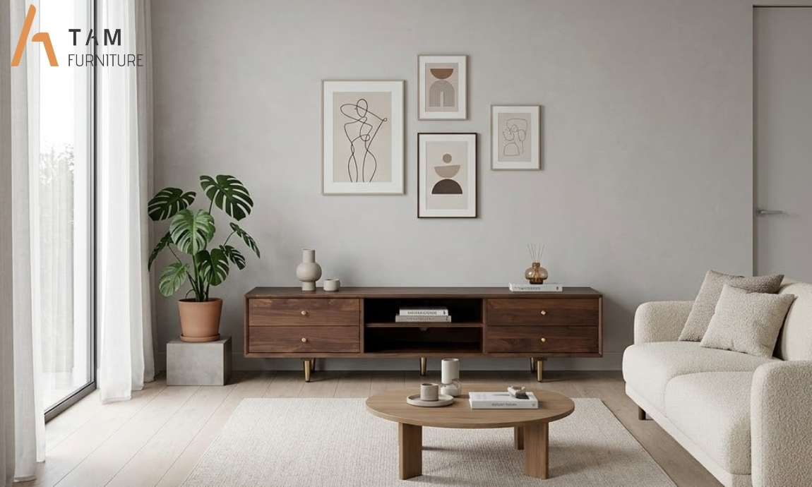 tủ tivi gỗ kali cho không gian sang trọng